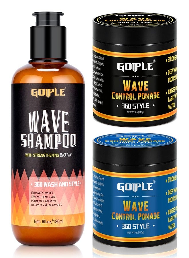 Goiple Natural Wave Pomade Strong Hold Easy Wash 360 Wave Training Hair Cream - Waves Grease for Men Water-Based Hair Cream Moisture Control - 360 Waves Wash Shampoo Enhance Waves Hair Shampoo for Black Men - Image 1